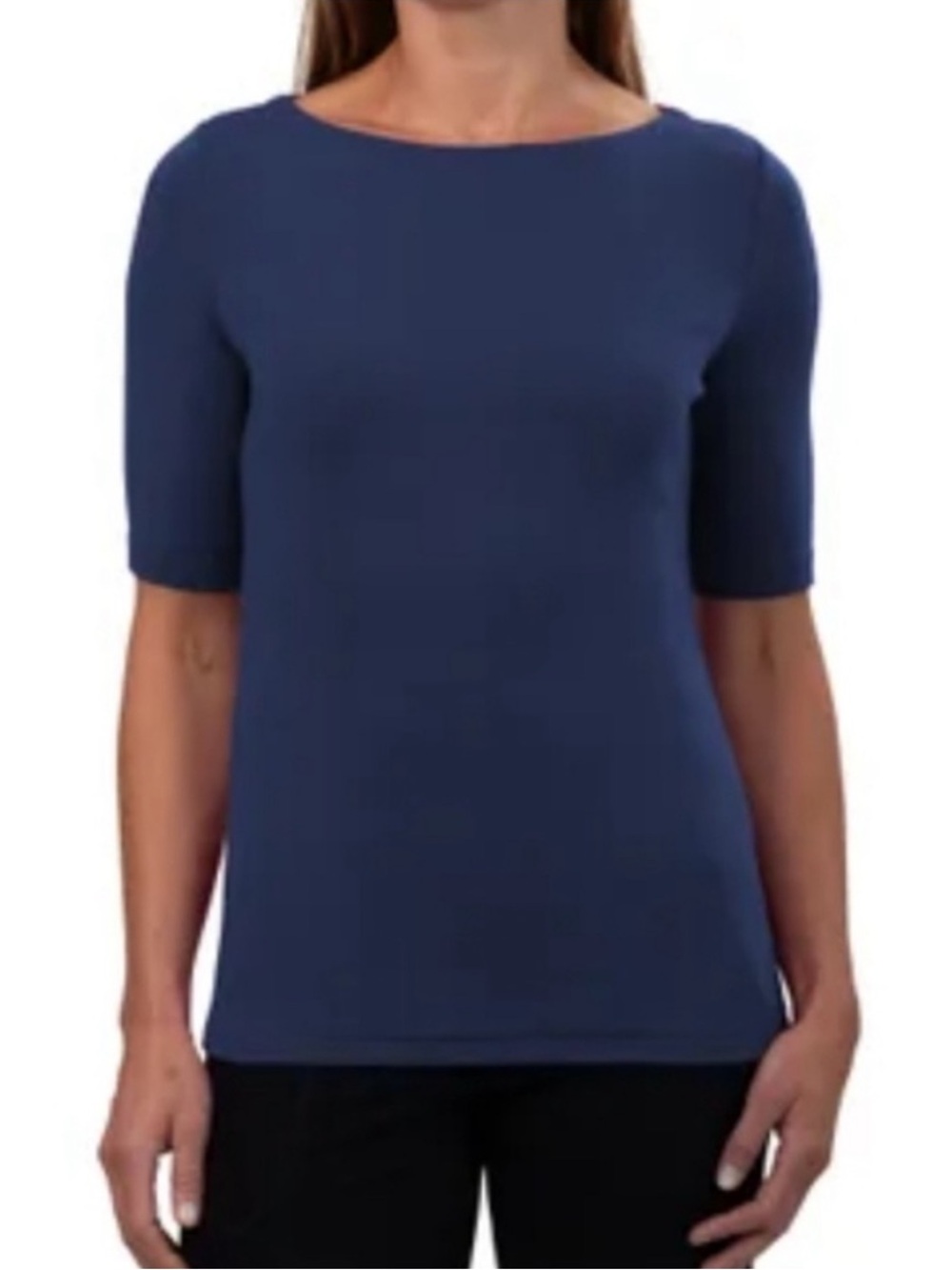 ☀️NWT Ellen Tracy Boatneck Tee Extended Sleeves Blue Medium
